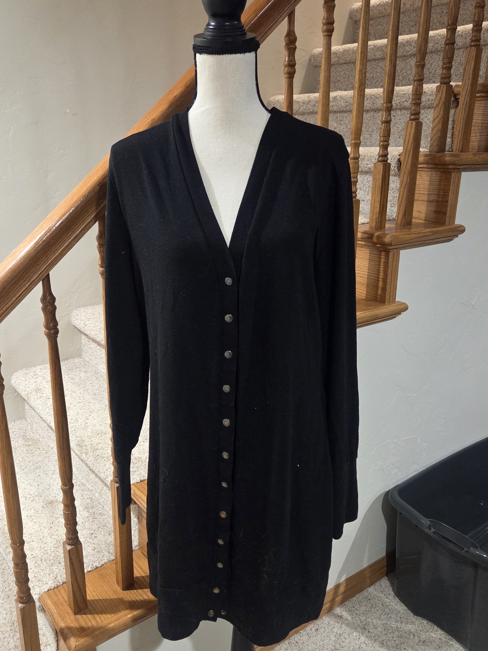 Alife Black Long Button-Front Women's Cardigan
